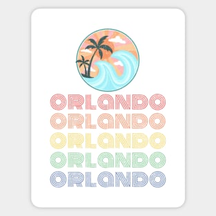 Vintage Retro Multi Color 70's Orlando Distressed Design with Ocean Waves Sticker